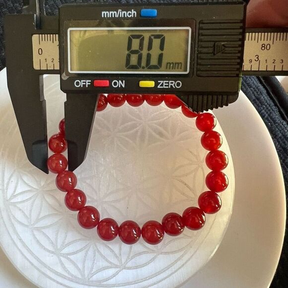 Carnelian Crystal Beaded‎ Stretch Bracelet - Picture 4 of 7